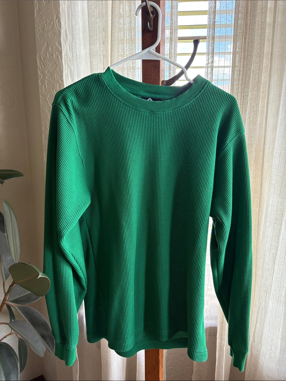 Men's Green Thermal Long-Sleeve Sweater